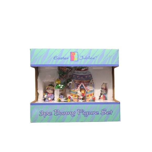 Vintage Easter Jubilee 3 piece Bunny Figurines Set New - Picture 3 of 8